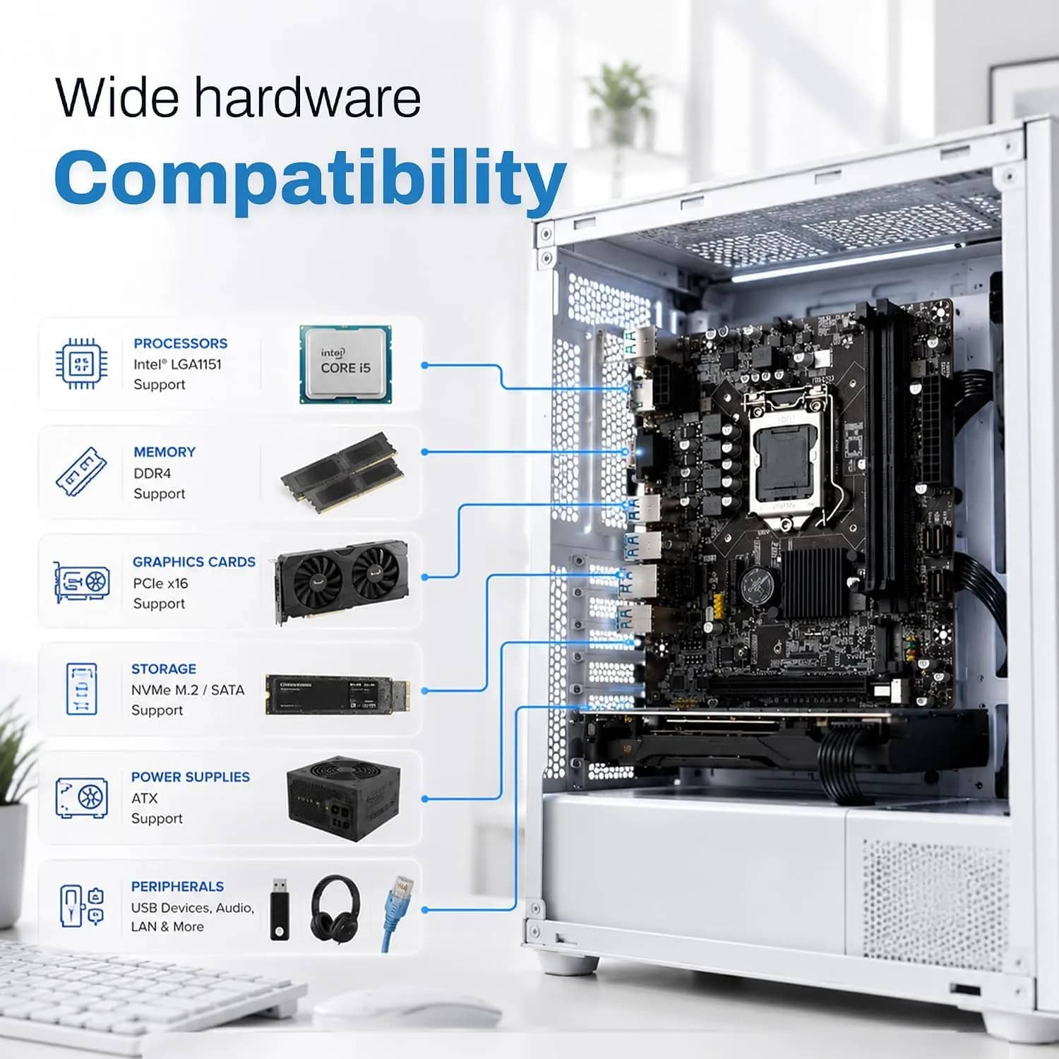 EVM H110 DDR4 Micro ATX Motherboard – LGA1151, M.2 NVMe - View 5