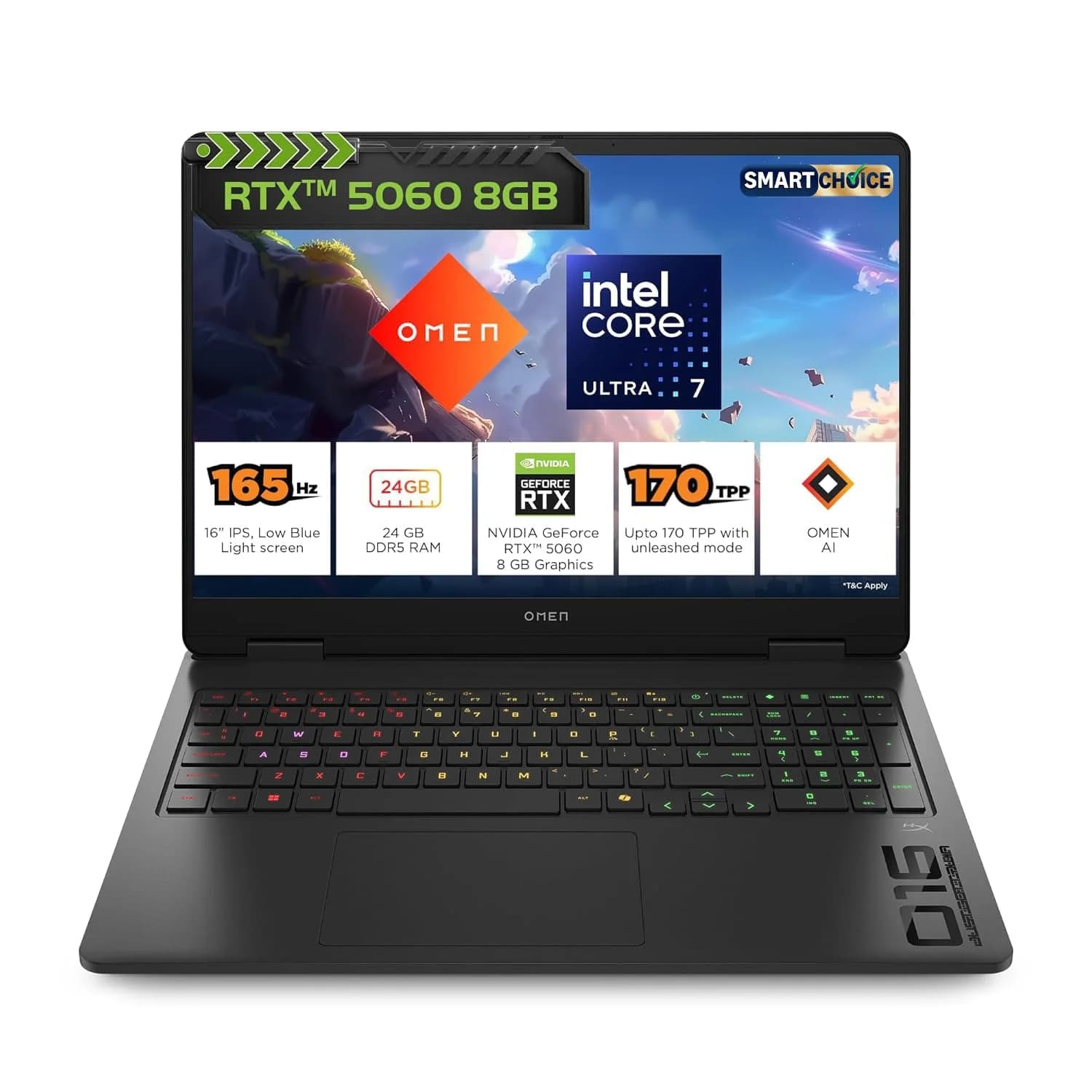 HP Omen 16 SmartChoice Gaming Laptop – Core Ultra 7 255H, RTX 5060 8GB, 24GB DDR5, 1TB SSD