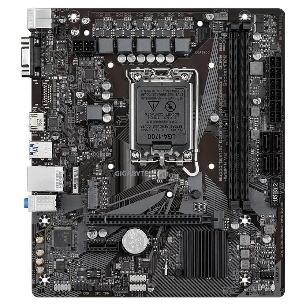 GIGABYTE H610M H V2 DDR5 Micro-ATX Motherboard – Intel 14th Gen, M.2, GbE LAN