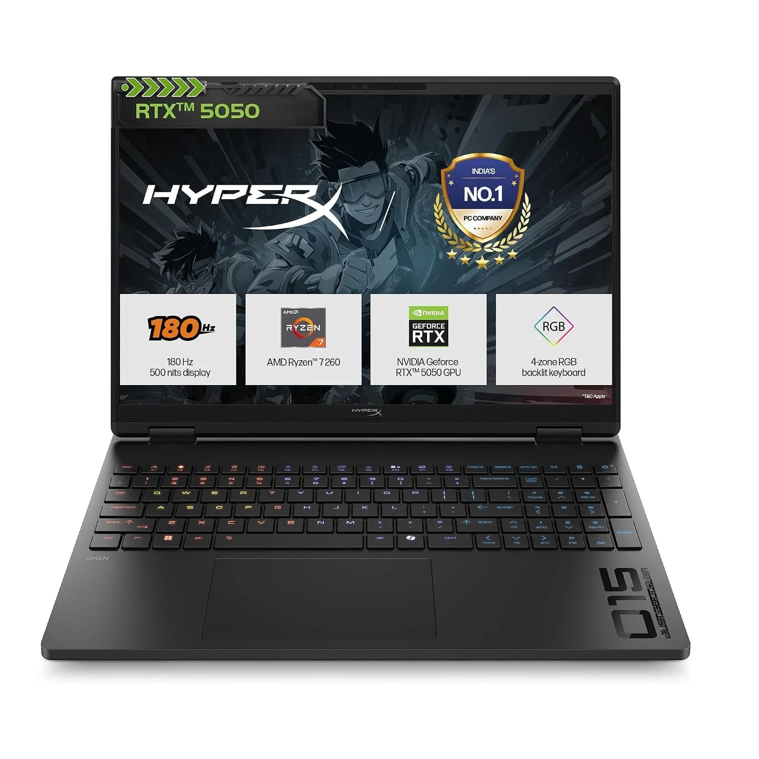 HP HyperX OMEN 15 AI Gaming Laptop – Ryzen 7 260, RTX 5050 8GB, 24GB DDR5, 1TB SSD - Image 1