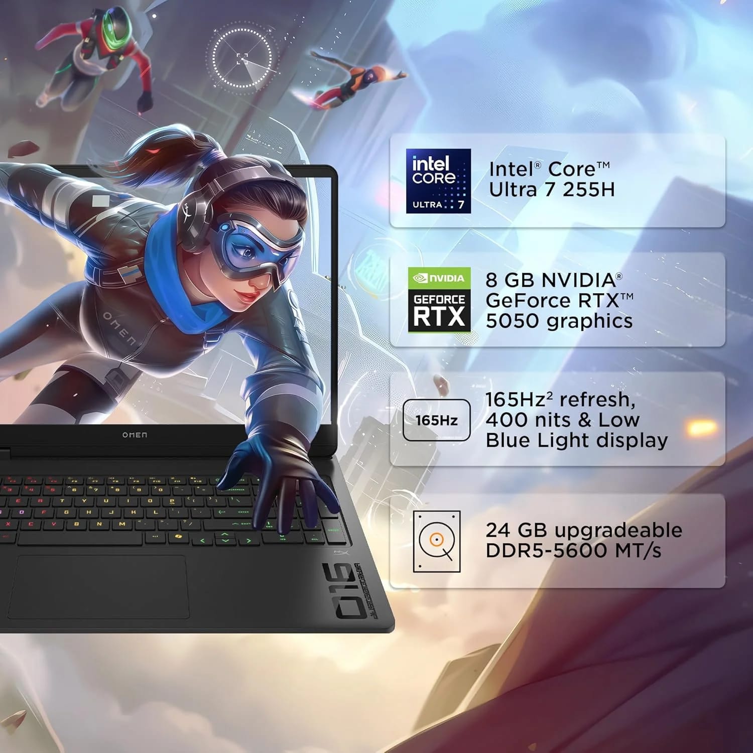 HP Omen 16 Gaming Laptop – Core Ultra 7 255H, RTX 5050 8GB, 24GB DDR5, 1TB SSD - Image 8