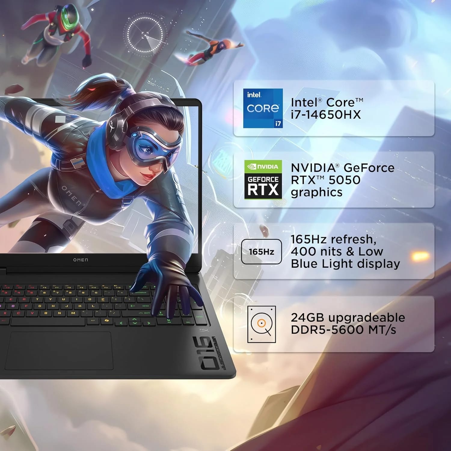 HP Omen 16 RGB Gaming Laptop – Core i7-14650HX, RTX 5050 8GB, 24GB DDR5, 1TB SSD - Image 7