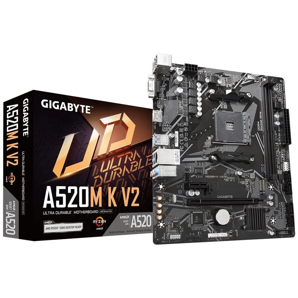 GIGABYTE A520M K V2 Micro-ATX Motherboard – AMD AM4, DDR4, M.2, HDMI & D-Sub - Image 1