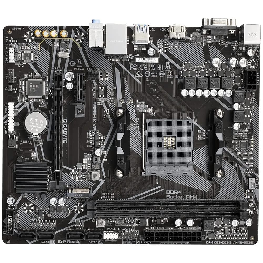 GIGABYTE A520M K V2 Micro-ATX Motherboard – AMD AM4, DDR4, M.2, HDMI & D-Sub - Image 3