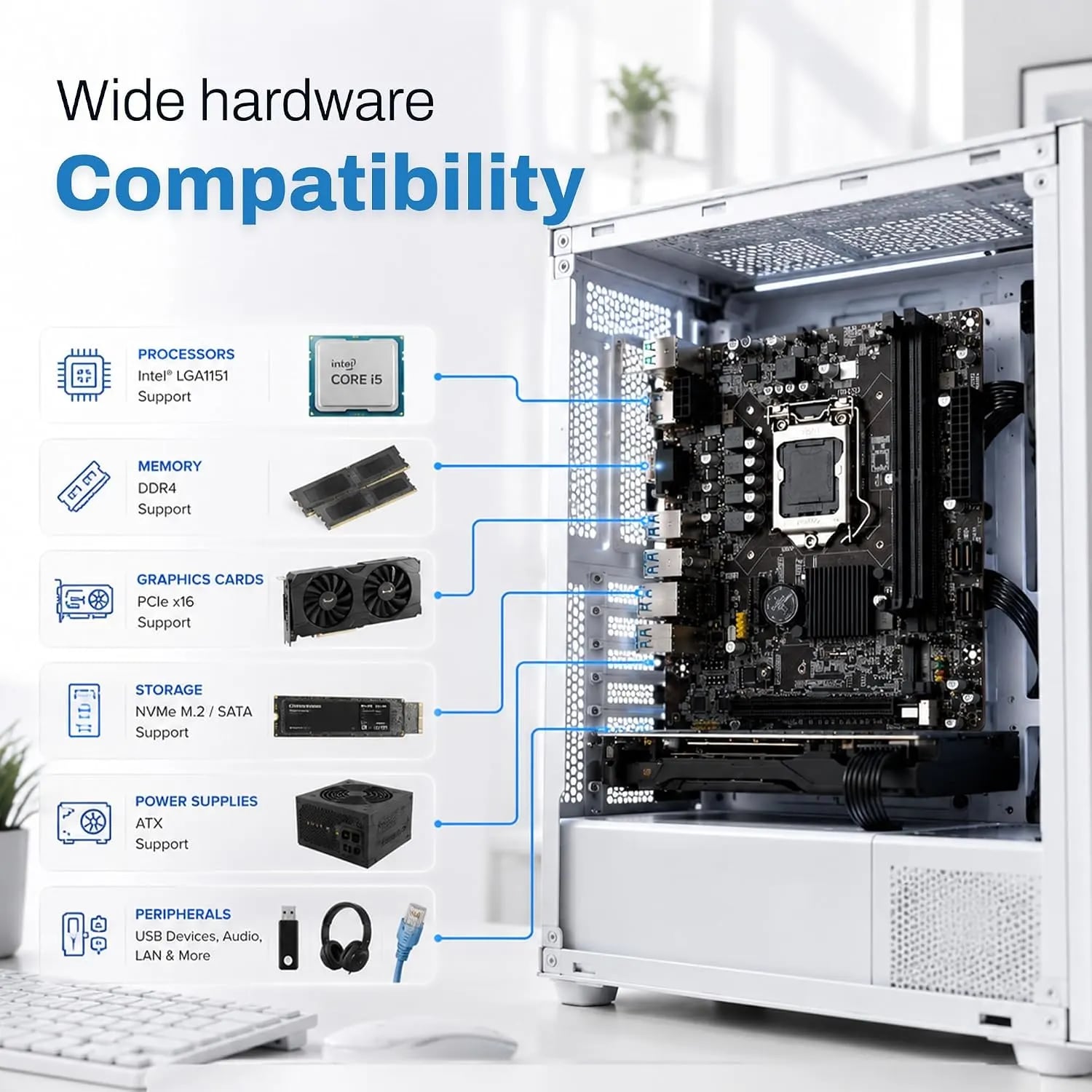 EVM H110 DDR4 Micro ATX Motherboard – LGA1151, M.2 NVMe - View 5