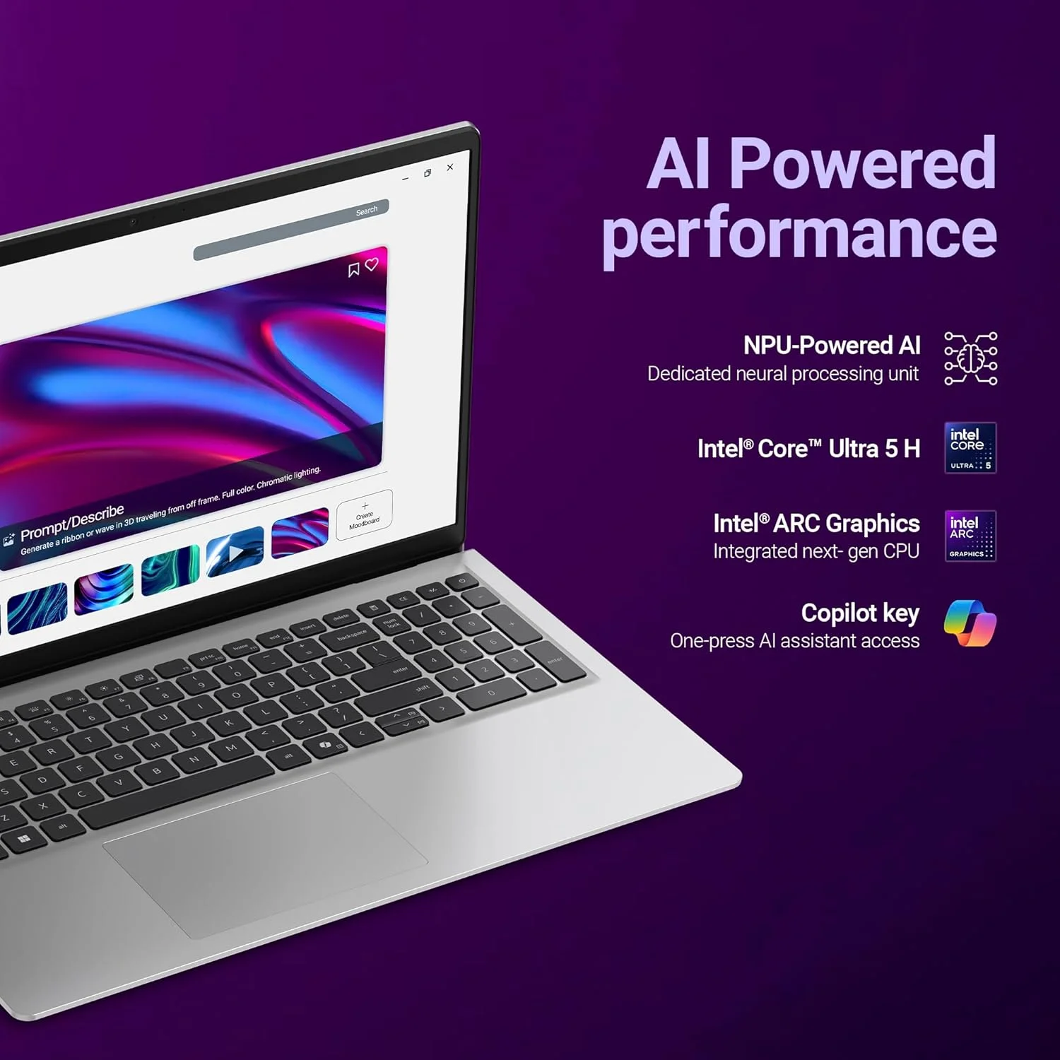 Dell 15 AI Laptop – Core Ultra 5 225H | 16GB DDR5 | 512GB SSD | Intel Arc Graphics - View 4