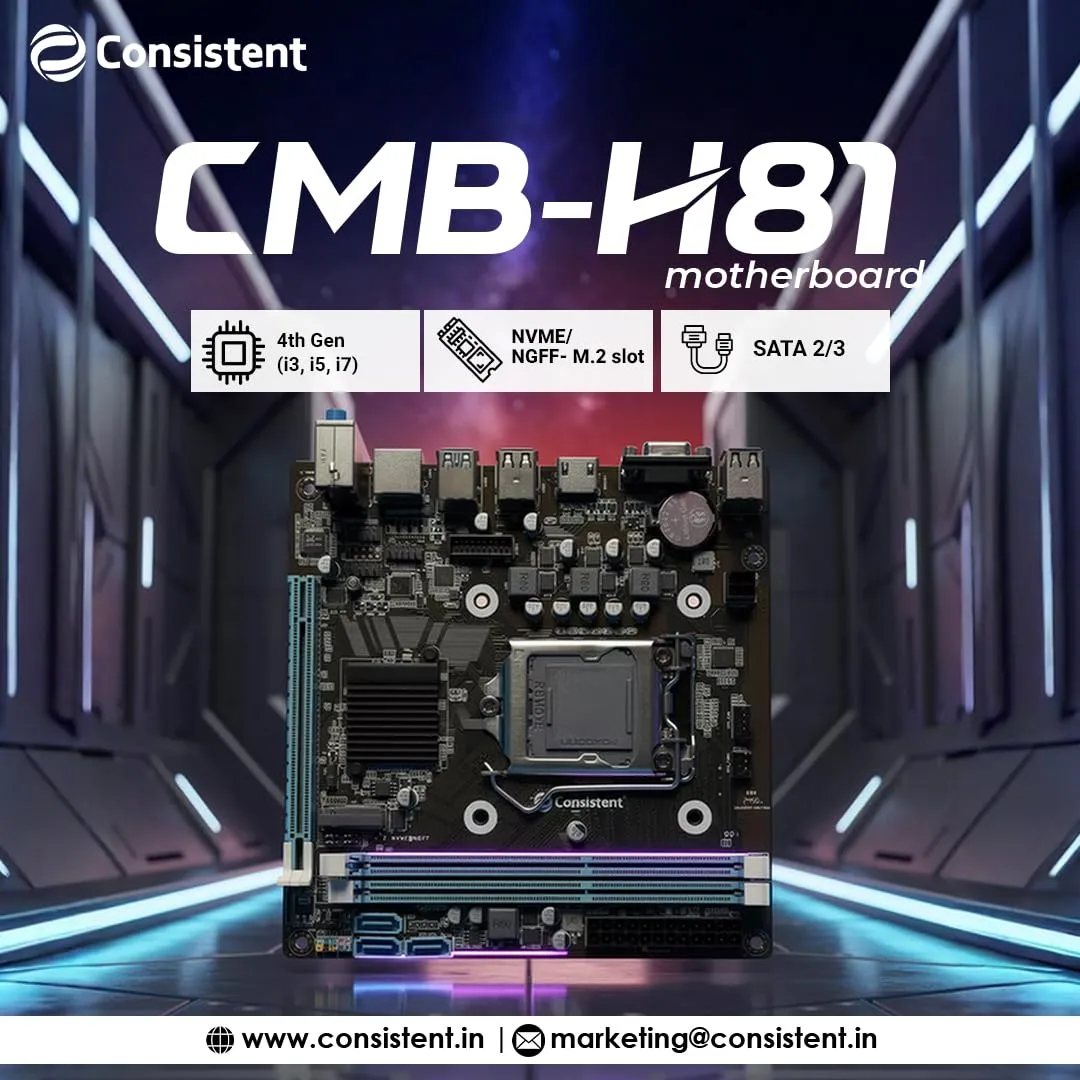 H81 Micro ATX Motherboard with NVMe M.2 Slot for Intel 4th/5th Gen - View 2