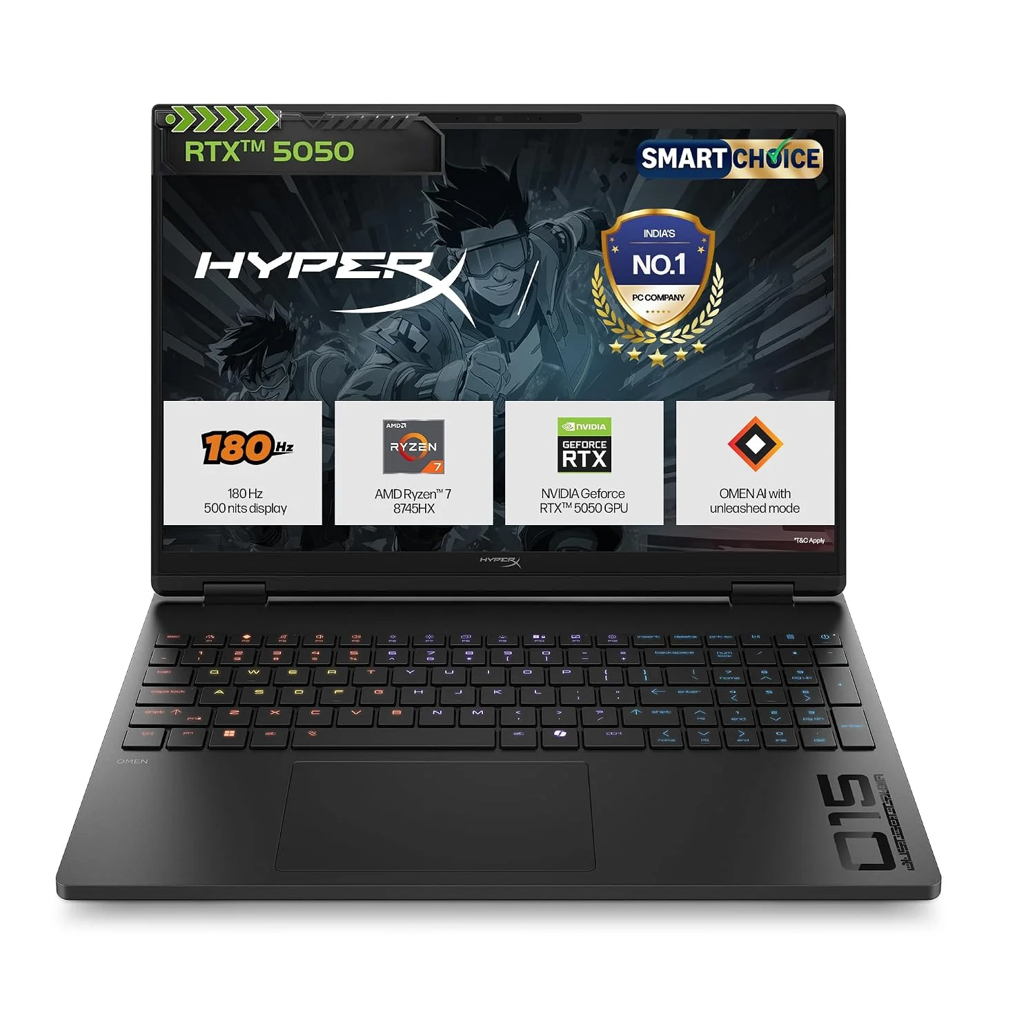 HP HyperX OMEN 15 SmartChoice Gaming Laptop – Ryzen 7 8745HX, RTX 5050, 16GB RAM, 1TB SSD - View 1