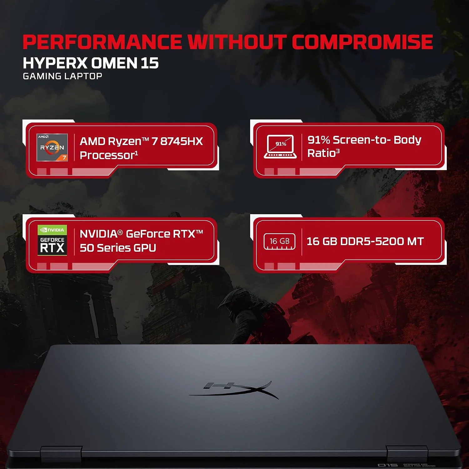 HP HyperX OMEN 15 SmartChoice Gaming Laptop – Ryzen 7 8745HX, RTX 5050, 16GB RAM, 1TB SSD - View 8