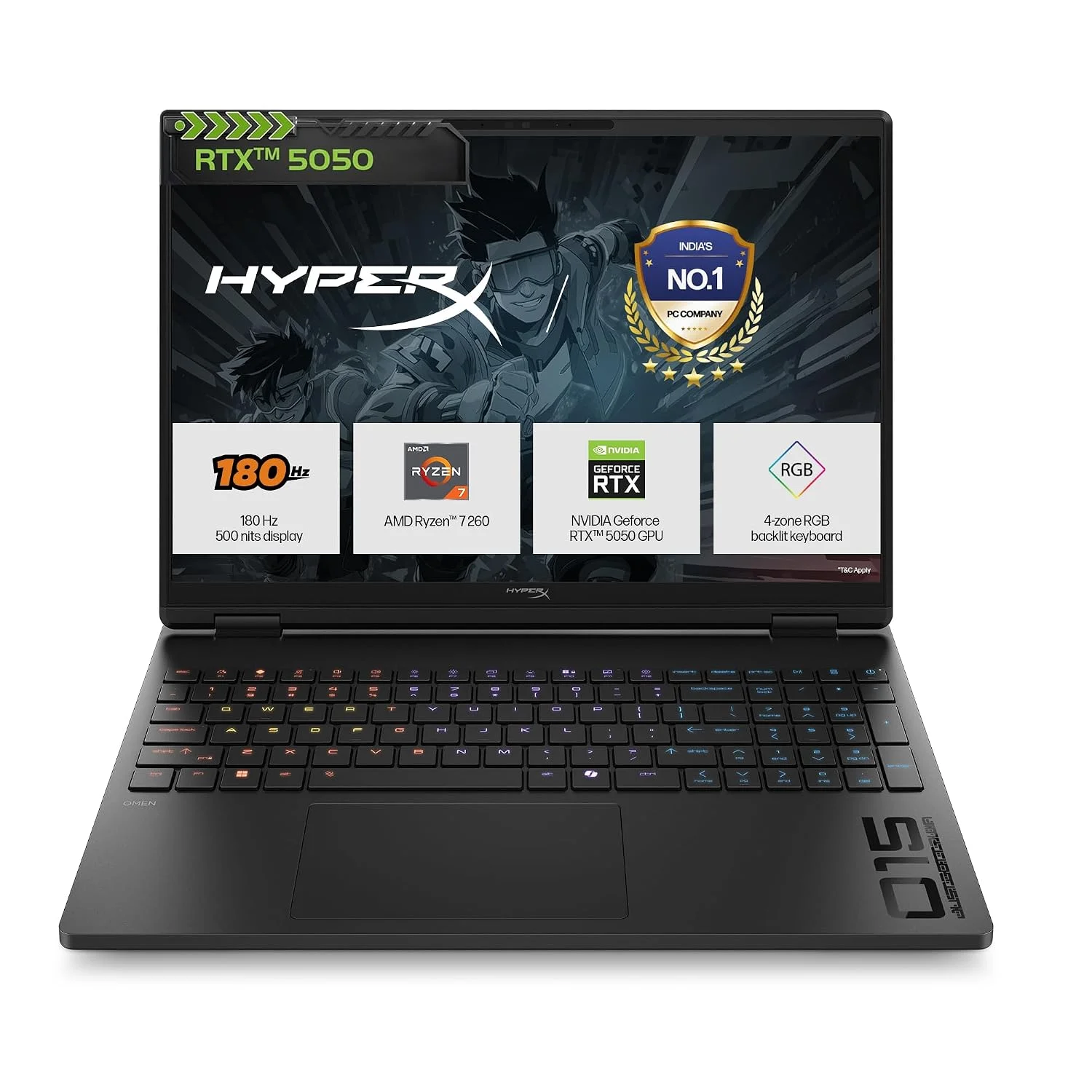 HP HyperX OMEN 15 AI Gaming Laptop – Ryzen 7 260, RTX 5050 8GB, 24GB DDR5, 1TB SSD - Image 1