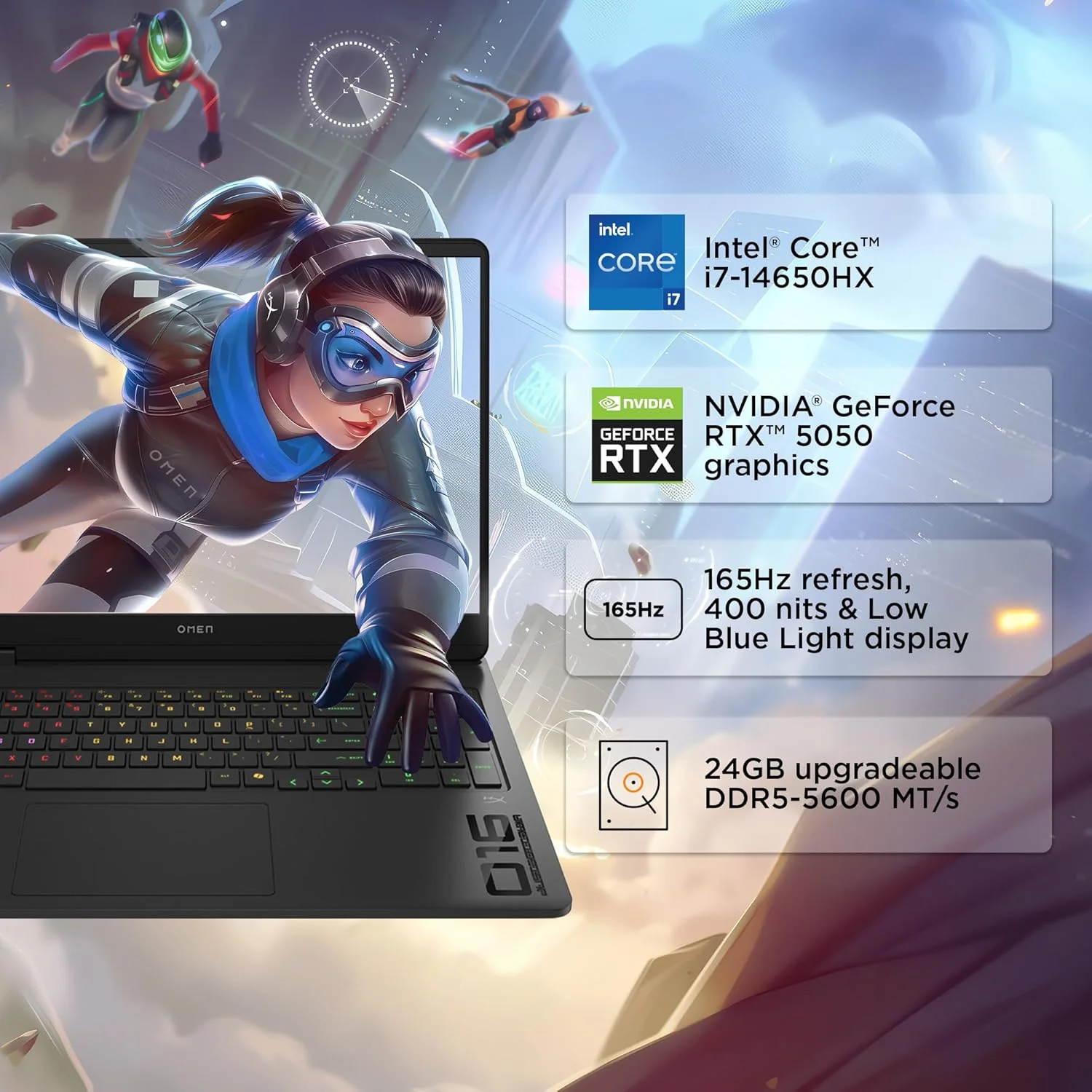 HP Omen 16 RGB Gaming Laptop – Core i7-14650HX, RTX 5050 8GB, 24GB DDR5, 1TB SSD - Image 7