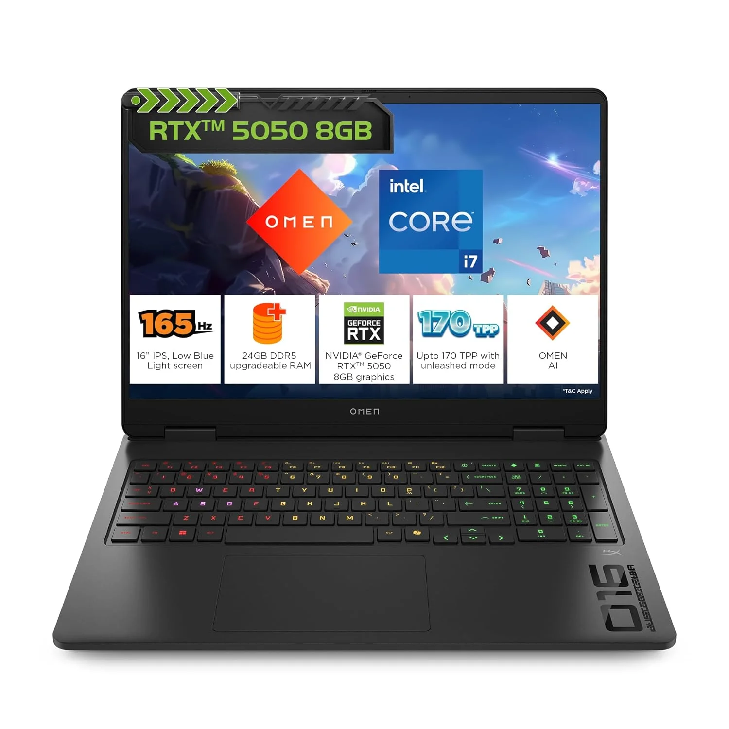 HP Omen 16 RGB Gaming Laptop – Core i7-14650HX, RTX 5050 8GB, 24GB DDR5, 1TB SSD - Image 1