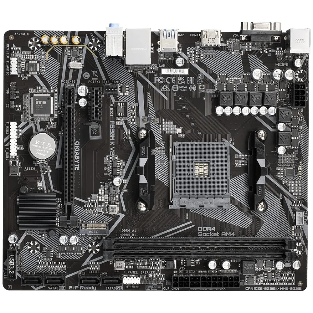 GIGABYTE A520M K V2 Micro-ATX Motherboard – AMD AM4, DDR4, M.2, HDMI & D-Sub - Image 3