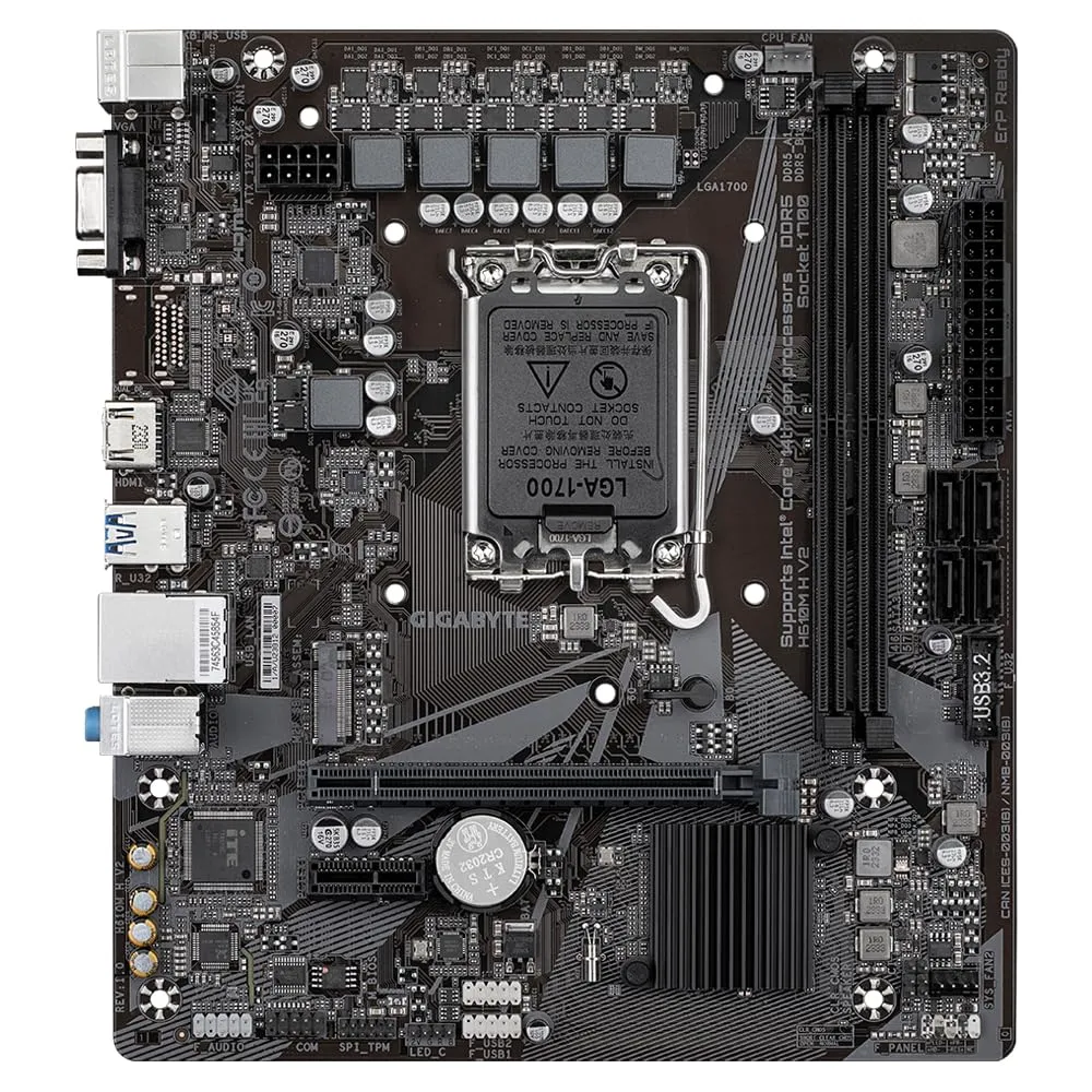 GIGABYTE H610M H V2 DDR5 Micro-ATX Motherboard – Intel 14th Gen, M.2, GbE LAN - View 1