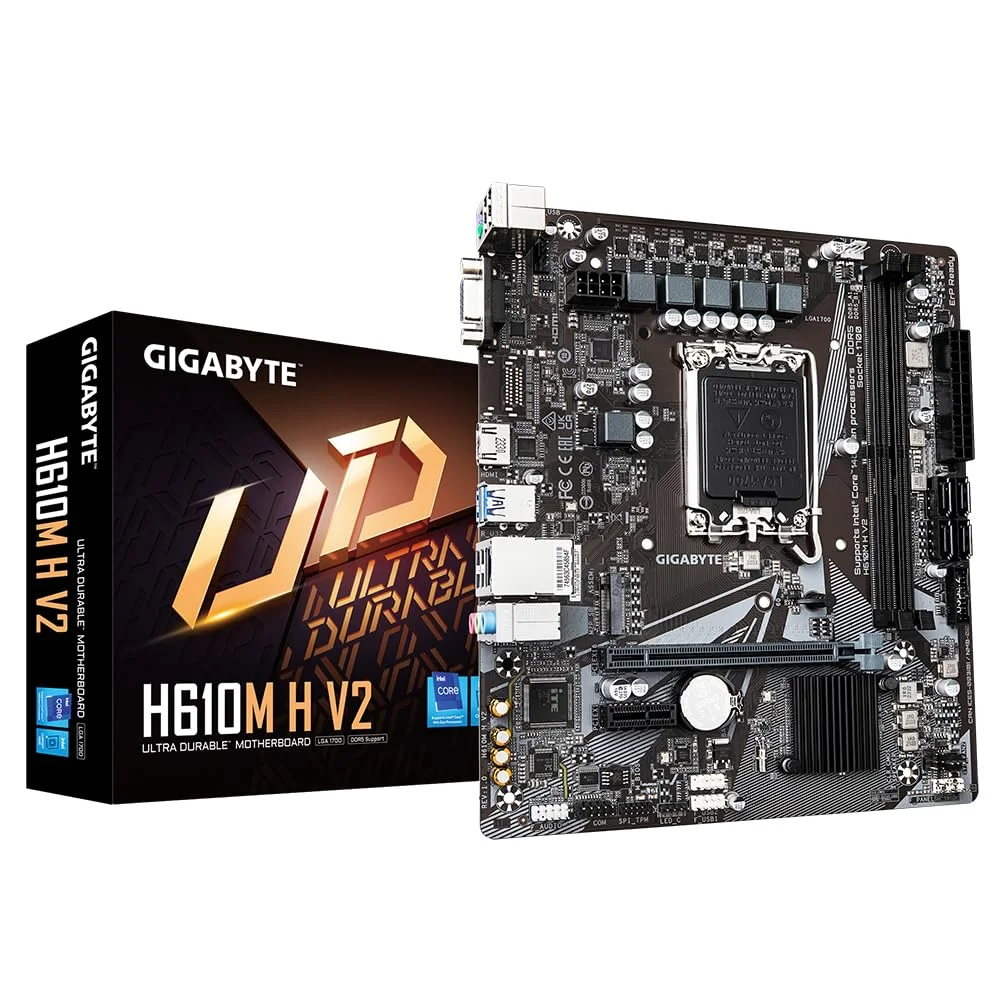 GIGABYTE H610M H V2 DDR5 Micro-ATX Motherboard – Intel 14th Gen, M.2, GbE LAN - View 3