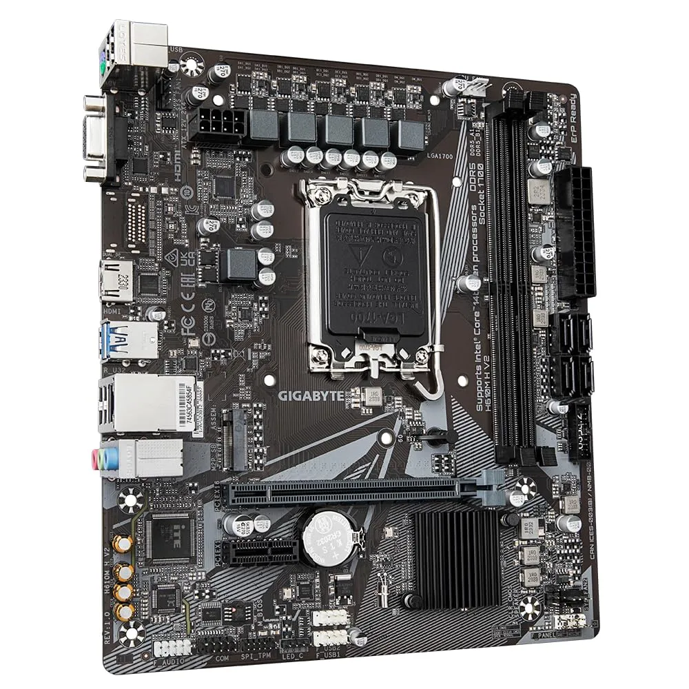 GIGABYTE H610M H V2 DDR5 Micro-ATX Motherboard – Intel 14th Gen, M.2, GbE LAN - View 5