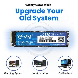 EVM 128GB M.2 NVMe Internal SSD (2280) - 1800MB/s Read - PCIe Interface Gen 3x4-4X Faster Than SATA SSD- 5 Year Warranty, 128GB
