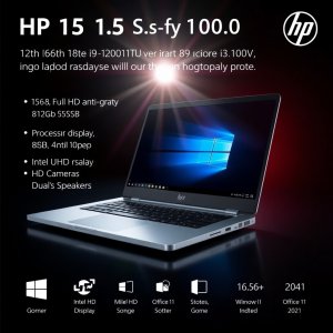 HP 15s, 12th Gen Intel Core i3-1215U, 8GB DDR4, 512GB SSD, (Win 11, Office 21, Silver, 1.69kg), Anti-Glare, 15.6-inch (39.6cm) FHD Laptop, Intel UHD Graphics, HD Camera, Dual Speakers, fy5011TU