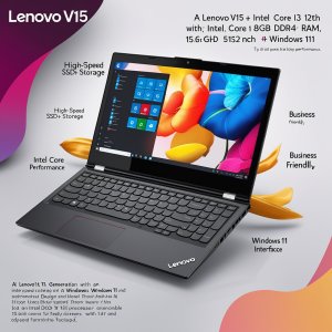 Lenovo V15 Intel Core i3 12th GEN/8GB Ram DDR4/512GB SSD/15.6 inch FHD Display/Windows 11