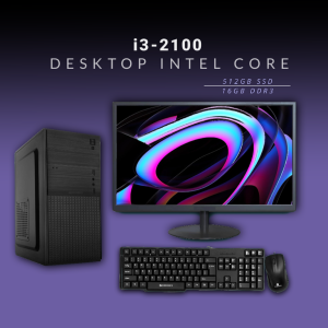 Desktop Intel Core i3-2100 | 16GB DDR3 | 512GB SSD | 19 inch Monitor | Windows 11 with MS Office 2021 | Wifi+Bluetooth