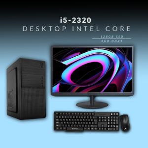 Desktop Intel Core i5-2320 | 8GB Ram DDR3 | 500GB Hard Disk | 128GB SSD | Keyboard and Mouse | Windows 11 with MS Office 2021 | 19 Inch Monitor