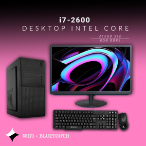 Desktop Intel Core i7-2600 | 8GB DDR3 | 256GB SSD | 19 inch Monitor | Windows 11 with MS Office 2021 | Wifi + Bluetooth
