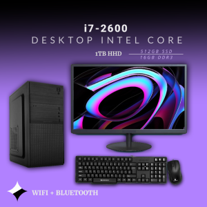Desktop Intel Core i7-2600 | 16GB DDR3 | 1TB HDD | 256GB SSD | 19 inch Monitor | Windows 11 with MS Office 2021 | Wifi + Bluetooth