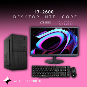 Desktop Intel Core i7-2600 | 16GB DDR3 | 500GB HDD | 256GB SSD | 19 inch Monitor | Windows 11 with MS Office 2021 | Wifi + Bluetooth