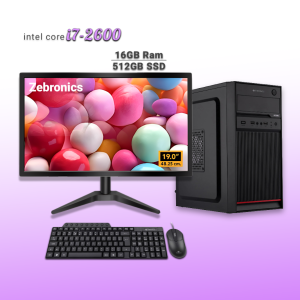 Zebronics Desktop Intel Core i7-2600 | 16GB Ram | 512GB SSD | Windows 11 with MS Office 2021 | Wifi+Bluetooth
