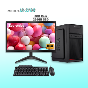 Desktop Intel Core i3-2100 | 8GB Ram DDR3 | 256GB SSD | Keyboard and Mouse | 19 Inch Monitor | Windows 11 with MS Office 2021