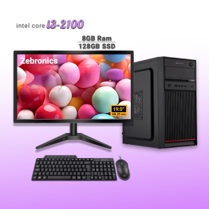Desktop Intel Core i3-2100/8GB Ram DDR3/128GB SSD/Keyboard and Mouse/19 Inch Monitor/Windows 11 with MS Office 2021