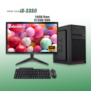 Zebronics Desktop Intel Core i5-2320 | 16GB Ram | 512GB SSD | Windows 11 with MS Office 2021 | Wifi+Bluetooth