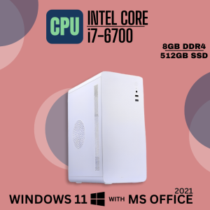Fusionit White CPU Intel Core i7-6700 | 8GB DDR4 | 512GB SSD | Windows 11 with MS Office 2021