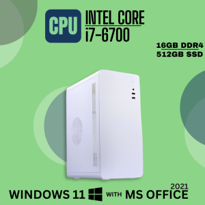Fusionit White CPU Intel Core i7-6700 | 16GB DDR4 | 512GB SSD | Windows 11 with MS Office 2021