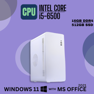 Fusionit White CPU Intel Core i5-6500 | 16GB DDR4 | 512GB SSD | Windows 11 with MS Office 2021