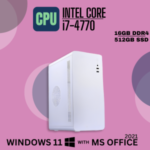 Fusionit White CPU Intel Core i7-4770 | 16GB DDR3 | 512GB SSD | Windows 11 with MS Office 2021