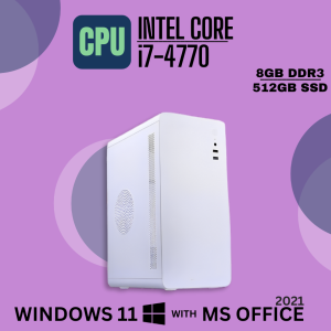 Fusionit White CPU Intel Core i7-4770 | 8GB DDR3 | 512GB SSD | Windows 11 with MS Office 2021