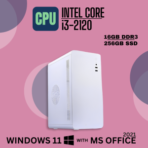 Fusionit White CPU Intel Core i3-2120 | 16GB DDR3 | 256GB SSD | Windows 11 with MS Office 2021