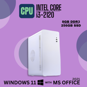 Fusionit White CPU Intel Core i3-2120 | 8GB DDR3 | 256GB SSD | Windows 11 with MS Office 2021