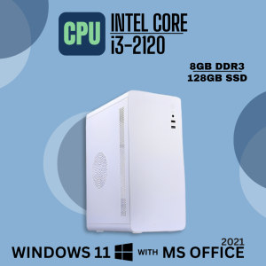 Fusionit White CPU Intel Core i3-2120 | 8GB DDR3 | 128GB SSD | Windows 11 with MS Office 2021