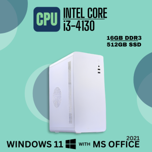 Fusionit White CPU Intel Core i3-4130 | 16GB DDR3 | 512GB SSD | Windows 11 with MS Office 2021