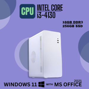 Fusionit White CPU Intel Core i3-4130 | 16GB DDR3 | 256GB SSD | Windows 11 with MS Office 2021