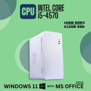 Fusionit White CPU Intel Core i5-4570 | 16GB DDR3 | 512GB SSD | Windows 11 with MS Office 2021