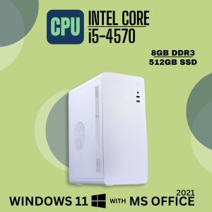 Fusionit White CPU Intel Core i5-4570 | 8GB DDR3 | 512GB SSD | Windows 11 with MS Office 2021