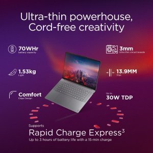 Lenovo Yoga Slim 7 Aura Edition Intel Evo Core Ultra 7 258V (32GB RAM/1TB SSD/15(38.86cm)/Copilot+ PC/Windows 11/Office Home 2024/Grey/1.53Kg), 83HM004NIN AI