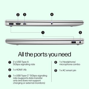 HP 15, 13th Gen Intel Core i7-1355U (16GB DDR4, 512GB SSD) Microsoft365* Office2024, Win11 | Intel Iris Xe, FHD Camera w/Privacy Shutter, Backlit, Silver, 1.59kg, fd0468tu