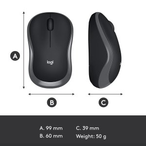 Logitech M186 Wireless Mouse, 2.4GHz with USB Mini Receiver, 12-Month Battery Life, 1000 DPI Optical Tracking