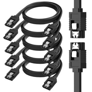 SATA Cable III 6Gbps Straight HDD SDD Data Cable with Locking Latch 16 inches Compatible for SATA HDD, SSD