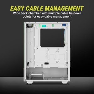 Ant Value CV100 Mid-Tower Computer Case/Gaming Cabinet – White | Support ATX, M-ATX, ITX | Pre-Installed 2 Top & 1 Rear Rainbow Fans