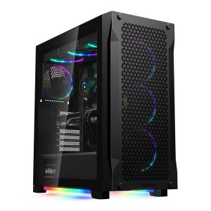GAMDIAS Athena P1 | Mid Tower CPU Case | 4 Argb Fans | Ergonomic Design for High Airflow | Optimised Cable Management | Tool-Free Installation Glass, Black